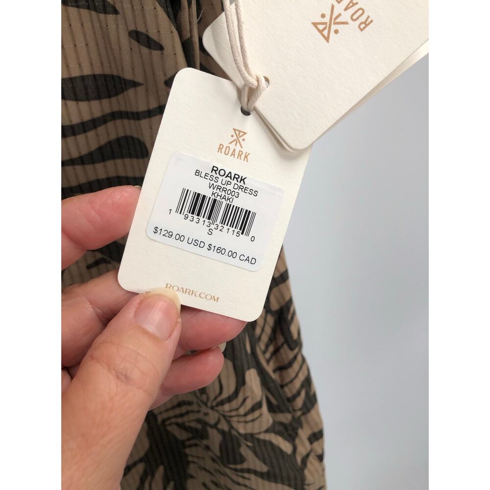 Roark Bless Up Dress in Khaki Leaf Print Breathable Outdoor Vacation Small NEW - Picture 5 of 12